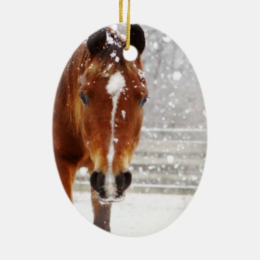 Winterpaard Kerstmis Keramisch Ornament (Achterkant)