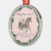 Winterpaard met bloemen metalen ornament (Links)