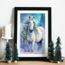 Winterpaard met bloemen