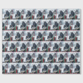 Winterpaard met kerstkrans cadeaupapier (Vlak)