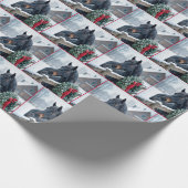 Winterpaard met kerstkrans cadeaupapier (Hoek)