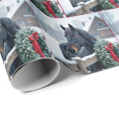 Winterpaard met kerstkrans cadeaupapier (Rol Hoek)