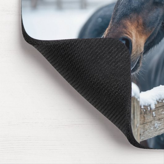 Winterpaard met kerstkrans muismat (Hoek)