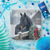 Winterpaard met kerstkrans papieren bordje (Feest)