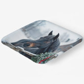 Winterpaard met kerstkrans papieren bordje (Gebogen)
