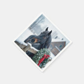Winterpaard met kerstkrans servet (Hoek)