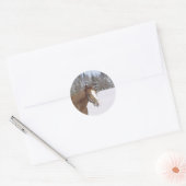 Winterpaard Ronde Sticker (Envelop)
