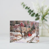  winterpaarden en -slee briefkaart (Staand voorkant)