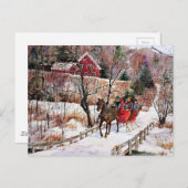  winterpaarden en -slee briefkaart (Voorkant / Achterkant)