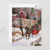  winterpaarden en -slee briefkaart (Voorkant / Achterkant)