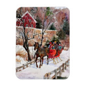 winterpaarden en -slee in sneeuw magneet (Verticaal)