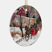 winterpaarden en -slee keramisch ornament (Rechts)