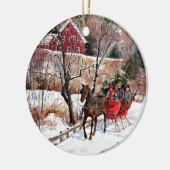 winterpaarden en -slee keramisch ornament (Links)