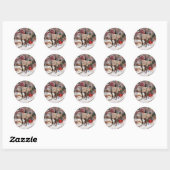  winterpaarden en -slee ronde sticker (Vel)