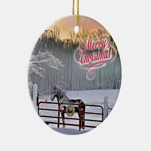 Winterpaarden Kerstmis Keramisch Ornament (Rechts)