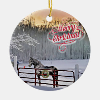 Winterpaarden Kerstmis Keramisch Ornament