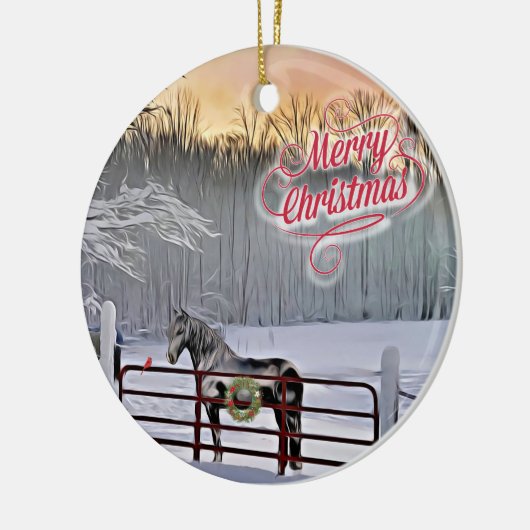 Winterpaarden Kerstmis Keramisch Ornament (Links)