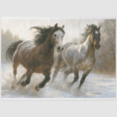Winterpaarden lopen naast elkaar Decoupage Tissuepapier (Voorkant)