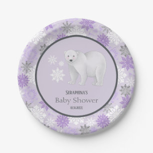 WinterPaars Beer Snowflake Baby shower Papieren Bordje