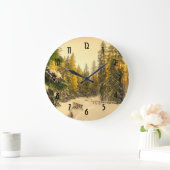 winterpad met pijnbomen grote klok (Huis)