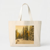 winterpad met pijnbomen grote tote bag (Voorkant)