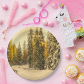 winterpad met pijnbomen papieren bordje (Feest)