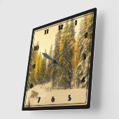 winterpad met pijnbomen vierkante klok (Hoek)