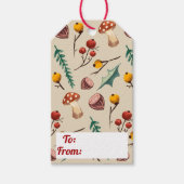 Winterpaddenstoelen & Rustiek gebladerte Kerstmis Cadeaulabel (Voorkant)