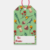 Winterpaddenstoelen & Rustiek gebladerte Kerstmis Cadeaulabel (Voorkant)