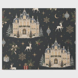 Winterpaleis Houtskool Kerst Inpakpapier