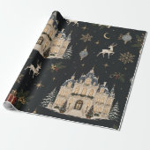 Winterpaleis Houtskool Kerst Inpakpapier (Uitgerold)