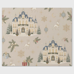 Winterpaleis Taupe Kerst Inpakpapier