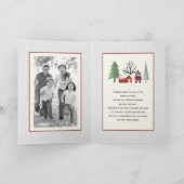 Winterpanda en bomen Kerstmis foto gevouwen Feestdagen Kaart (Binnen)