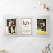 Winterpanda en bomen Kerstmis multi foto Drieluik Wenskaart (Binnen)