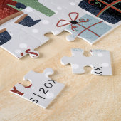 Winterpanda en bomen Prettige feestdagen Kerstmis Legpuzzel (Zijkant)