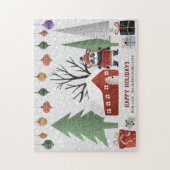 Winterpanda en bomen Prettige feestdagen Kerstmis Legpuzzel (Verticaal)