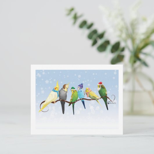 Winterparakeets en krokodillen briefkaart (Staand voorkant)