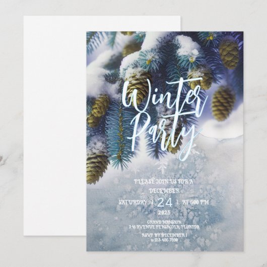 Winterpardinventatie, Besneeuwd Feest Feestdagenkaart (Voorkant / Achterkant)