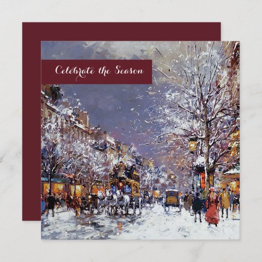  winterparijse Scene Holiday Partij Kaart (Voorkant / Achterkant)