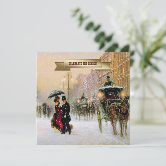  winterparijse Scene Holiday Partij Kaart (Staand voorkant)