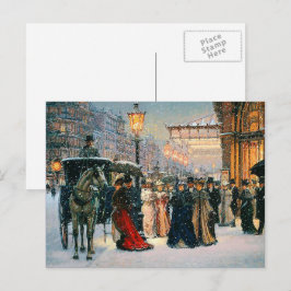Winterparisian Scene Feestdagenkaart