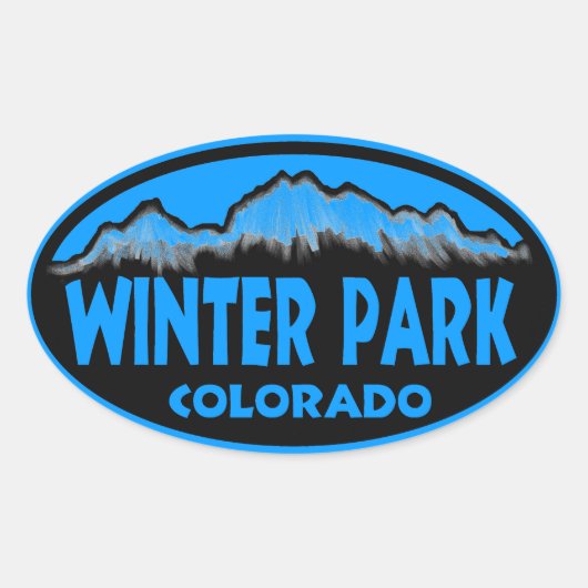 Winterpark Colorado blauwe ovale stickers (Voorkant)