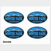 Winterpark Colorado blauwe ovale stickers (Vel)