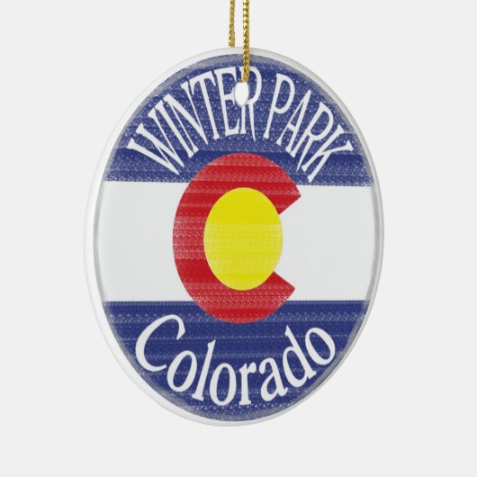 Winterpark Colorado-cirkelvlag Keramisch Ornament (Rechts)