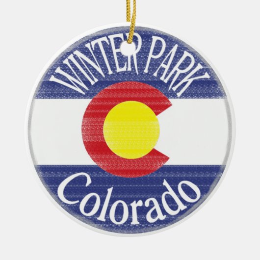 Winterpark Colorado-cirkelvlag Keramisch Ornament (Voorkant)