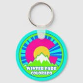 Winterpark Colorado Neon Mountains sleutelhanger (Achterkant)