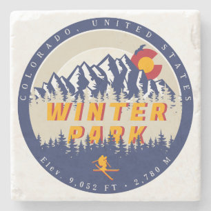 Winterpark Colorado  ski-souvenirs 80s Stenen Onderzetter