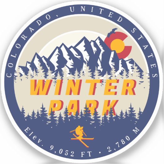 Winterpark Colorado  ski-souvenirs 80s Sticker (Voorkant)