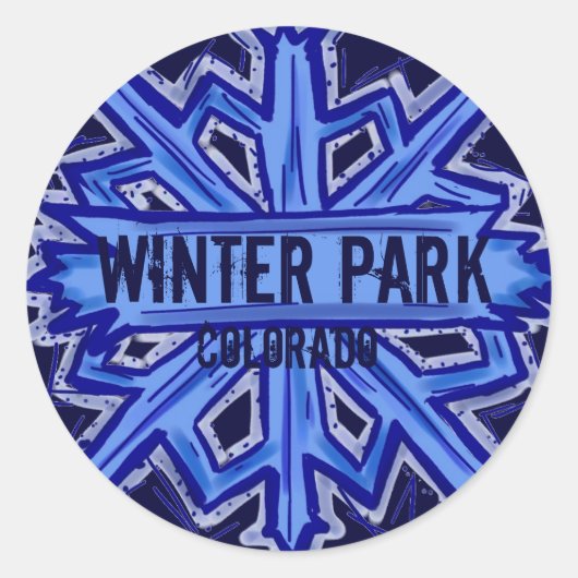 Winterpark Colorado sneeuwvlok ronde stickers (Voorkant)