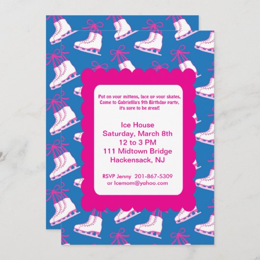 Winterpartij Ice Skating Invitation Kaart (Voorkant / Achterkant)